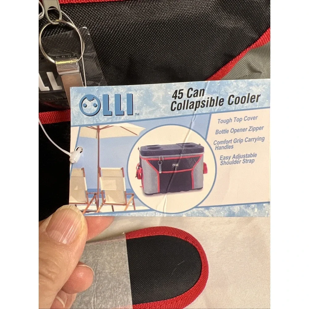 NWT Olli 45 Can Collapsible Cooler Bag Red/Gray/Black - Tough Top & Base